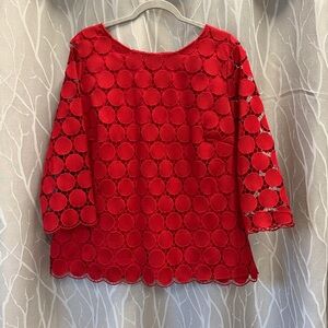 Talbots Red Women's Blouse Stunning Size 2X With Side Zipper